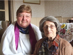 Miss Margaret Dunlop, who died on December 31 2008, pictured at the time of her 105th birthday on December 9 2008 with the Rev Moreen Hutchinson.